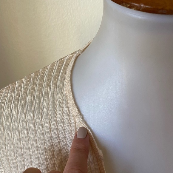 Marques / Almeida Women’s Ribbed Knit Cardigan Ivory Size M Clasp Closure - Picture 3 of 11